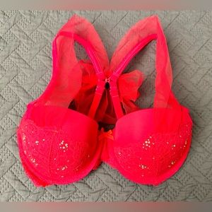 NWT - VS Holiday Red Tulle Dream Angels Balconet Bra - 36C